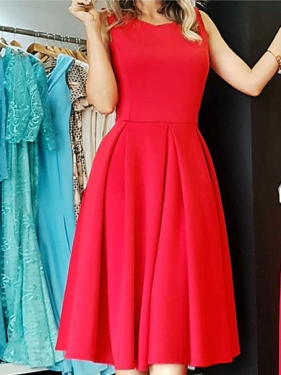 vestido gode midi vermelho