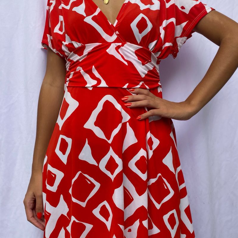 Vestido store vermelho estampado