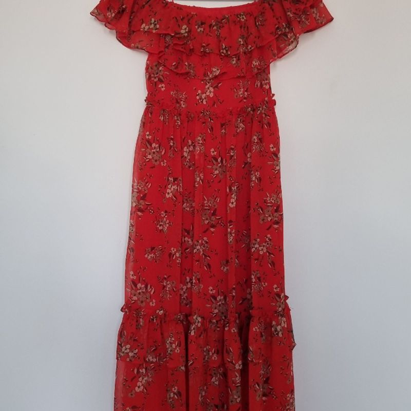 Vestido Vermelho Flores Zara Pp | Zara Usado 74406976 | enjoei