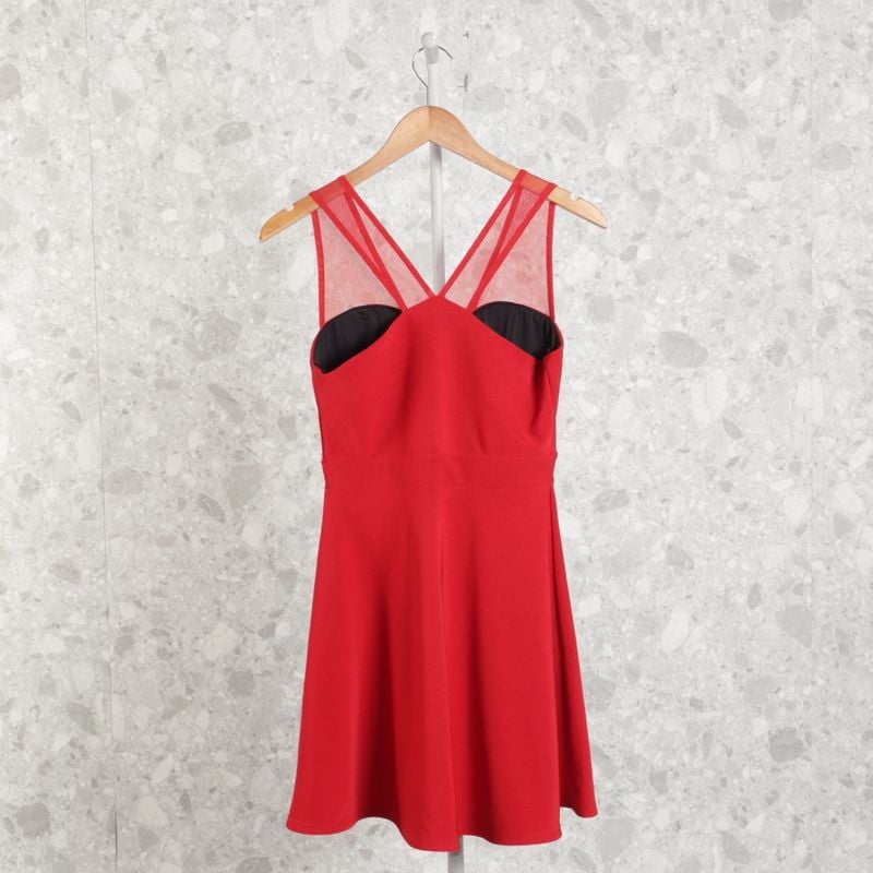 strapless open back dress Meca Dress in Soi Rose Red  motelrocks-com-us