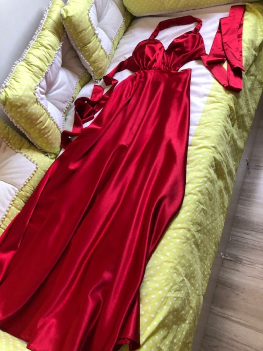 vestido de formatura direito vermelho