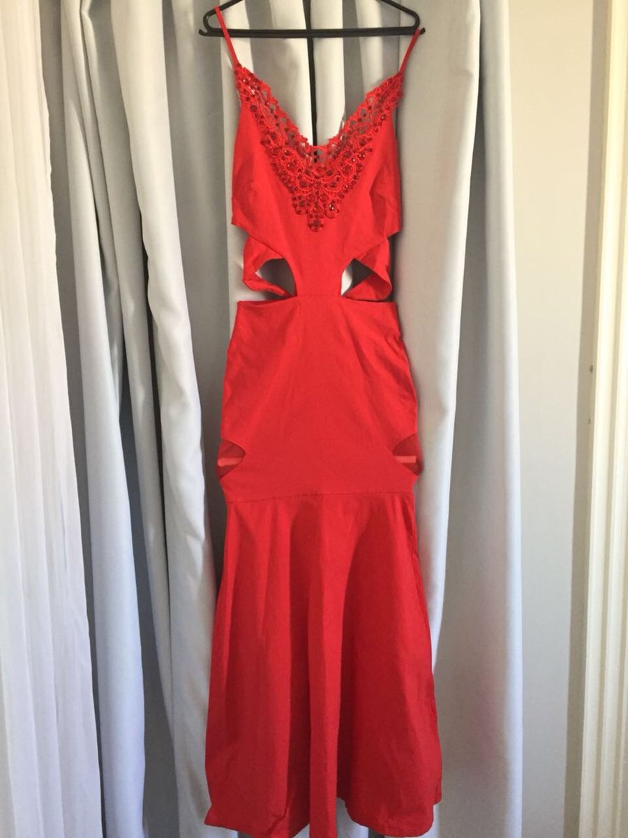 vestido vermelho longo casual