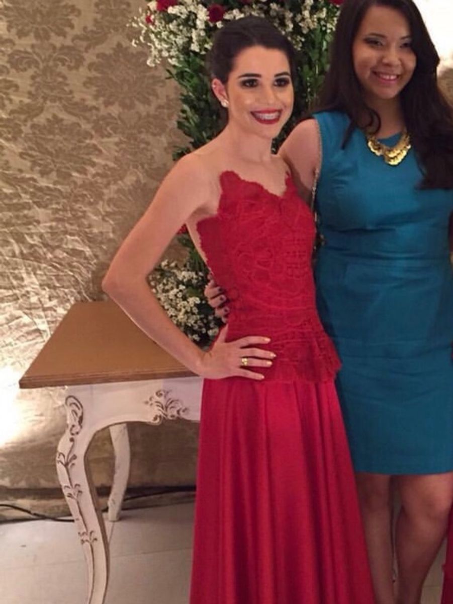 vestido de formatura direito vermelho