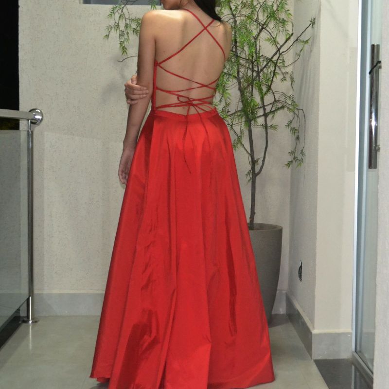 Vestido vermelho longo store rodado