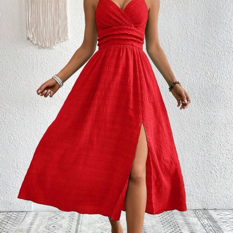 strapless open back dress Girl Christmas Dress Luxury Red Sleeveless Trailing Sequins Fluffy Princess Communion Dress, Red / 4-5 Years (120cm)