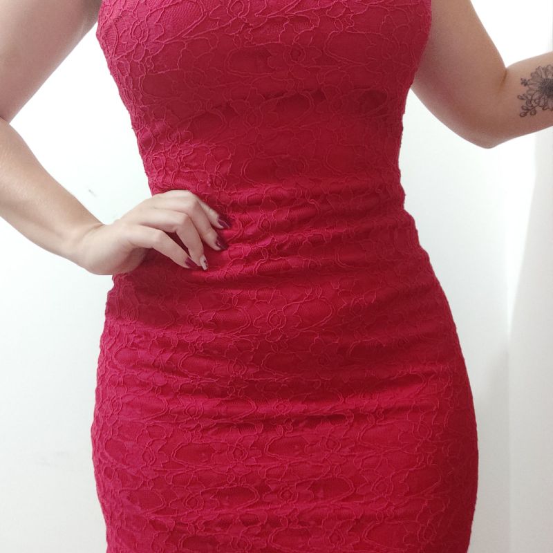 Vestido vermelho tomara store que caia curto