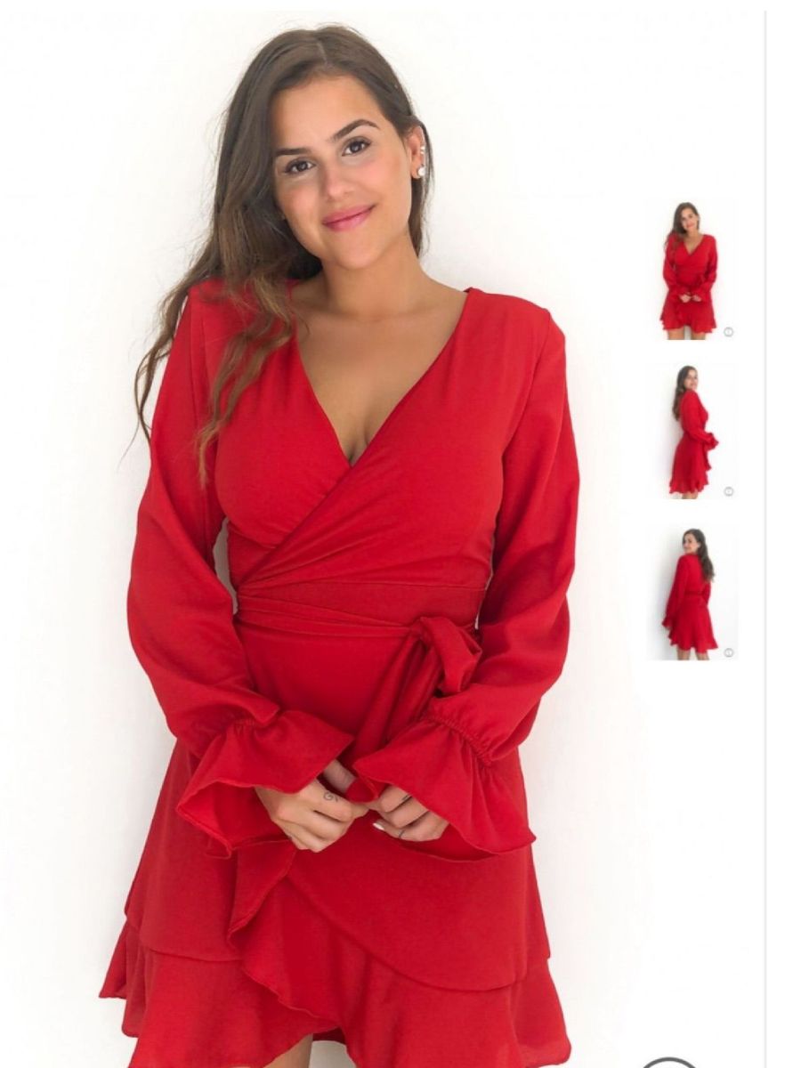 vestido vermelho transpassado