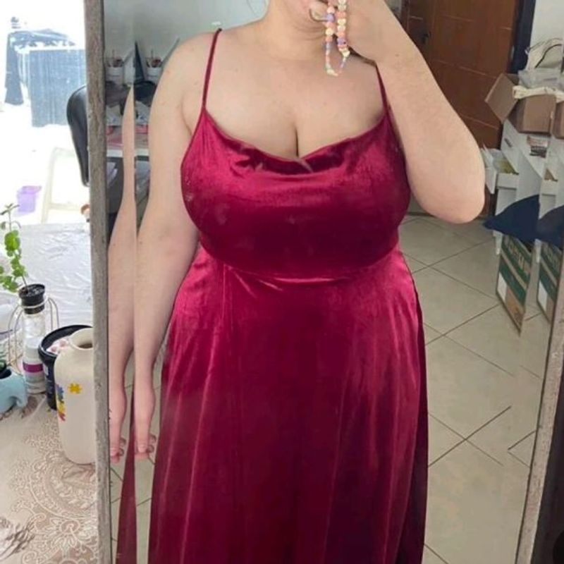 Vestido Vinho de Veludo Plus Size 3xl - Natal