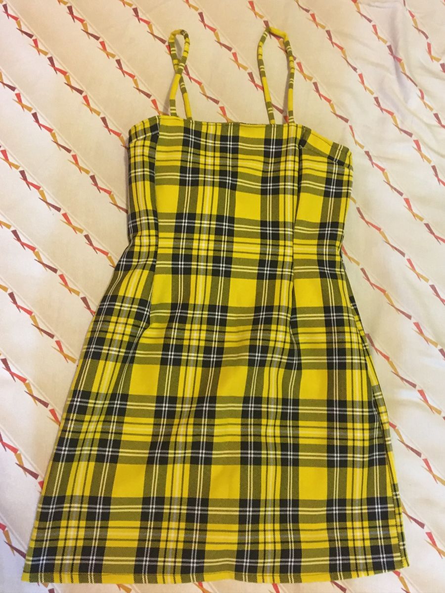 vestido quadriculado amarelo