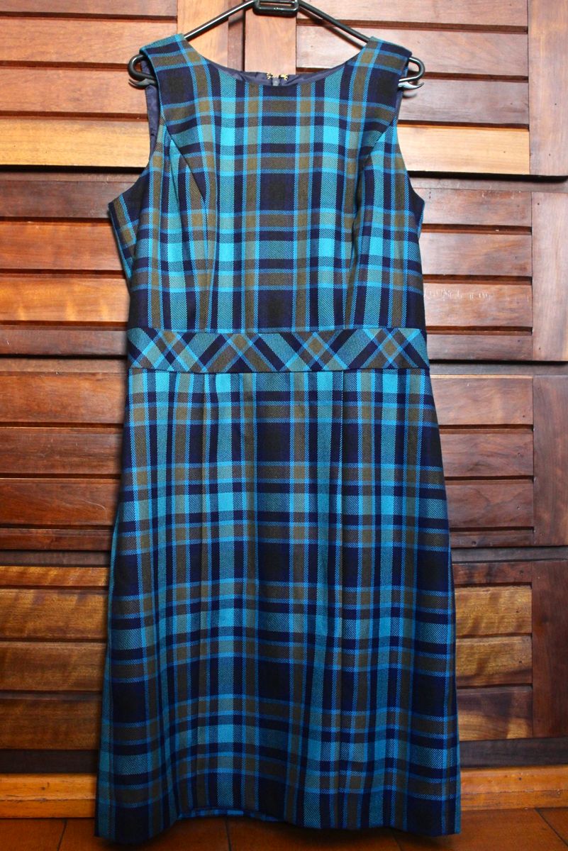 vestido xadrez azul marinho