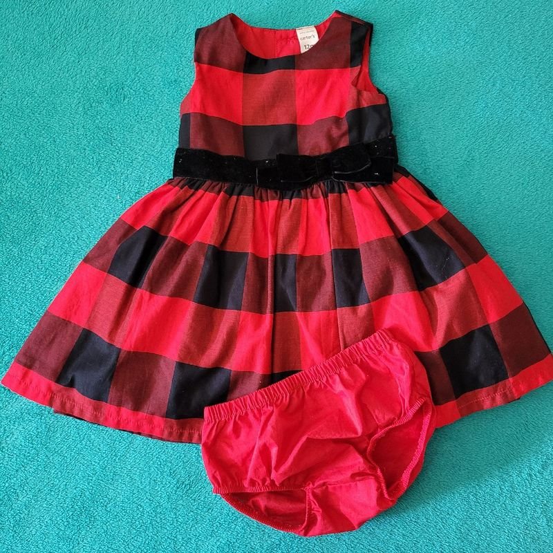 Vestido Infantil Xadrez Carter's - Vermelho/Preto