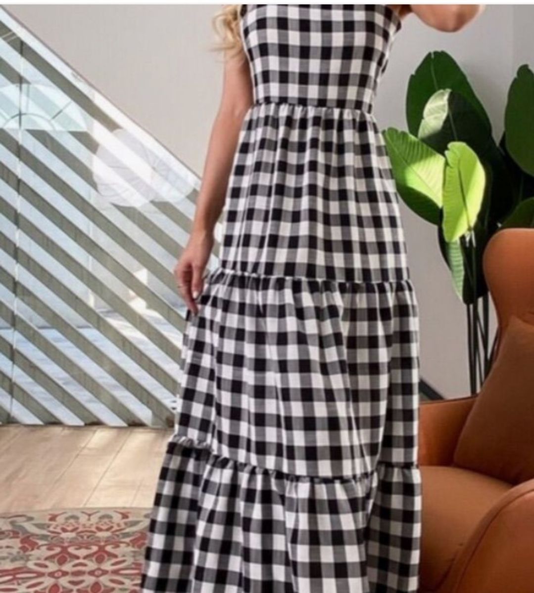 Vestido Xadrez Preto e Branco