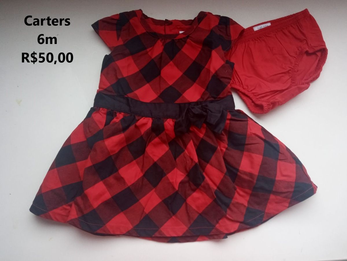 Vestido Infantil Xadrez Carter's - Vermelho/Preto
