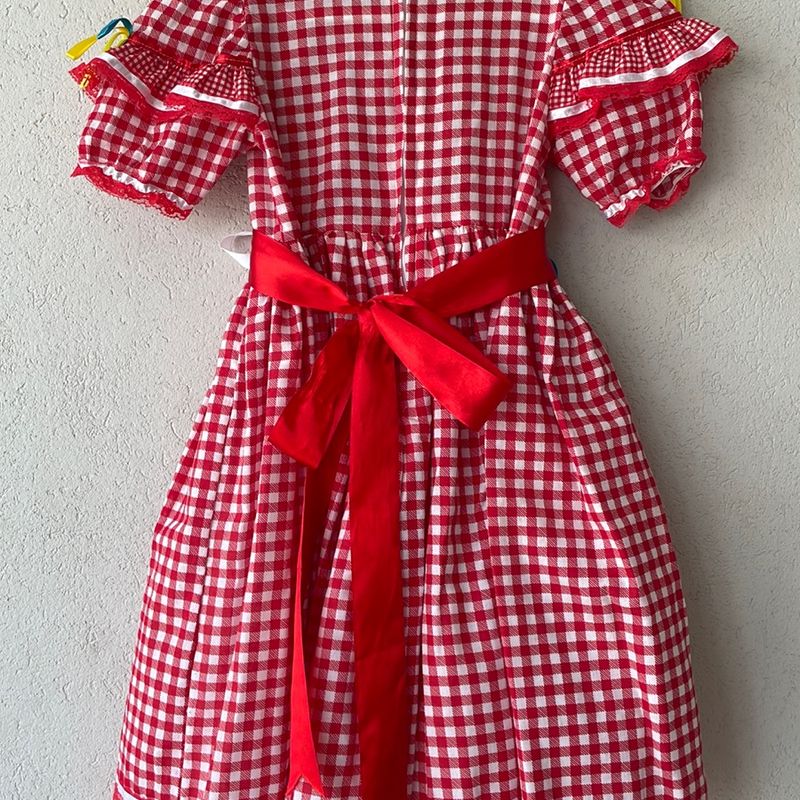 Vestido Infantil Vermelho Xadrez Festa Junina Mini Diva