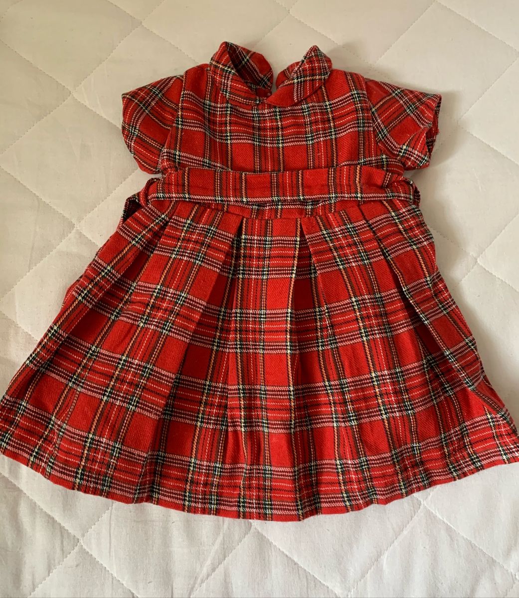 vestido xadrez para bebe