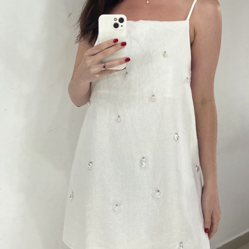 Vestido Zara Linho Branco com Joias Zara Nunca Usado 110416106