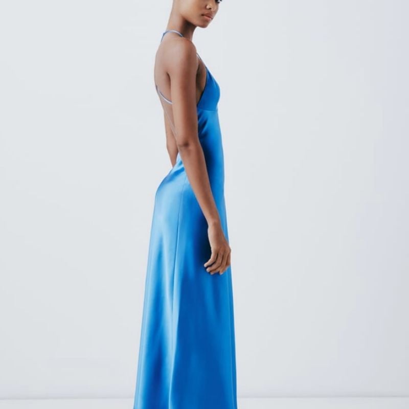 Vestido Largo Vestido Azul Zara Vestido Midi Dress Vestito Colorato Zara  FLOWY MIDI DRESS Light Blue