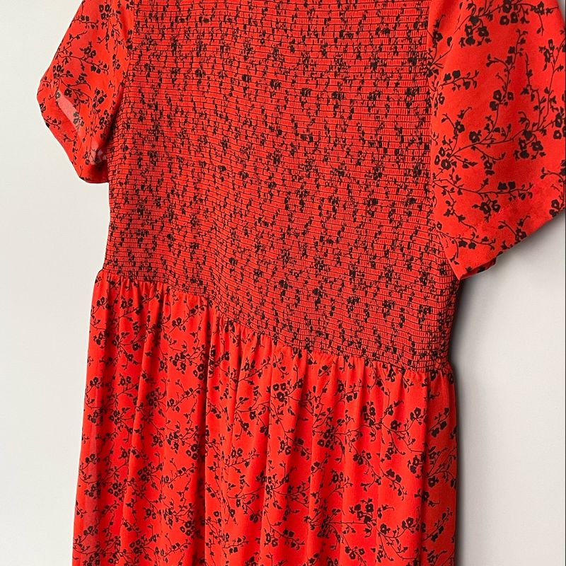 Zara red floral sales dress