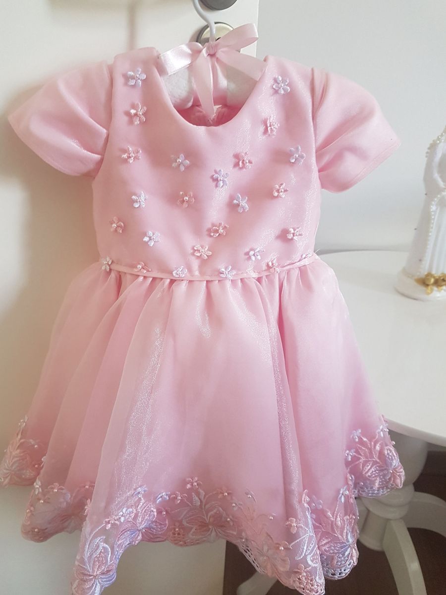 vestido de festa 1 ano rosa