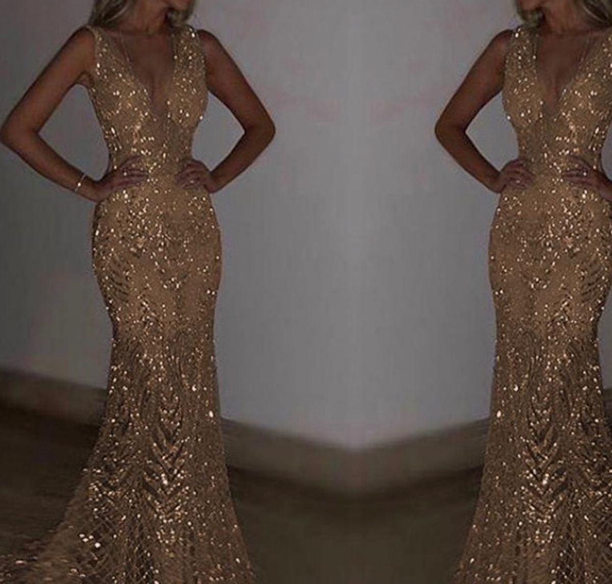 vestido com brilho dourado