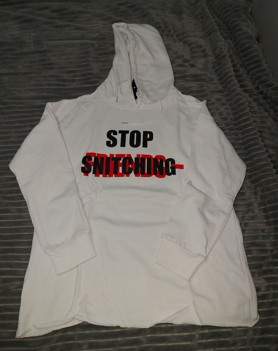 Vlone Hoodie Stop Snitching | Casaco Masculino Vlone Nunca Usado