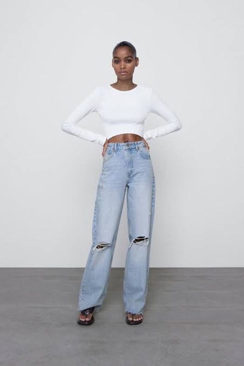 Calça Jeans Feminina Loofting Wide Leg Zara - 1111 em Promoção na Americanas