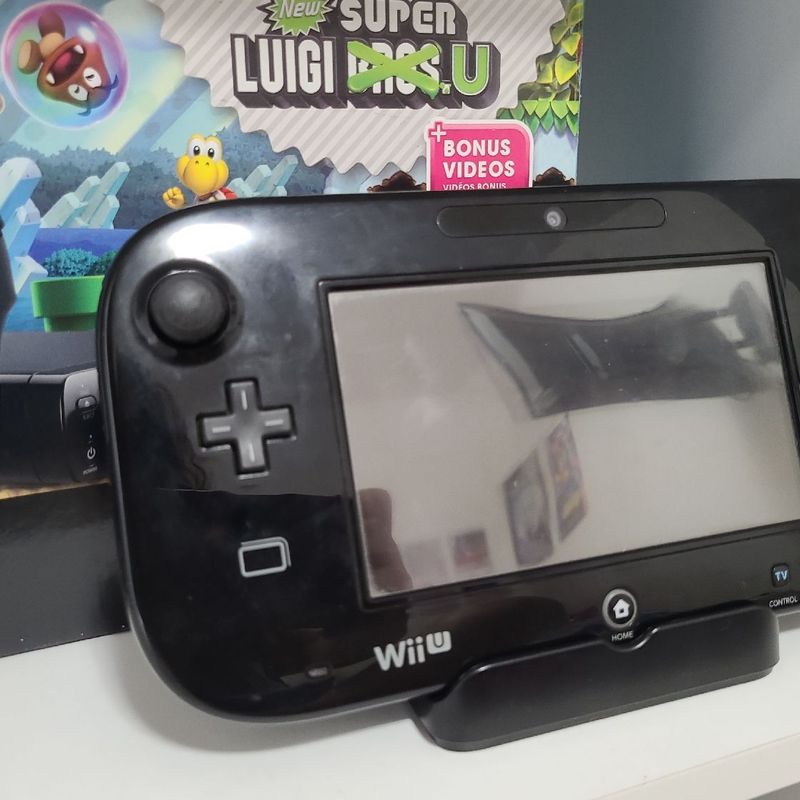 Nintendo Wii U Preto Desbloqueado Completo Na Caixa Com Jogos Instalados