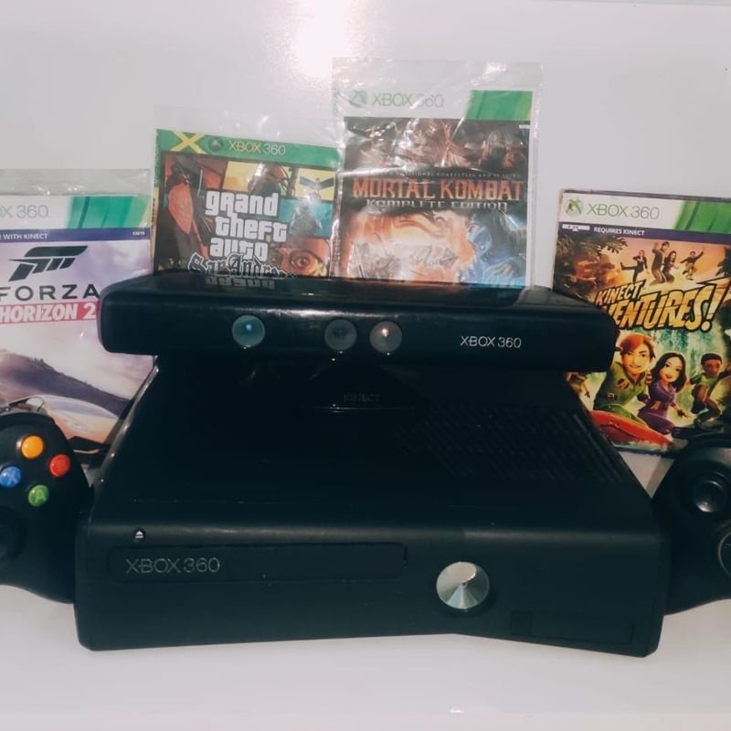 Xbox 360 Slim + Kinect + Controle + 2 Jogos | Console de Videogame Xbox  Usado 52176230 | enjoei