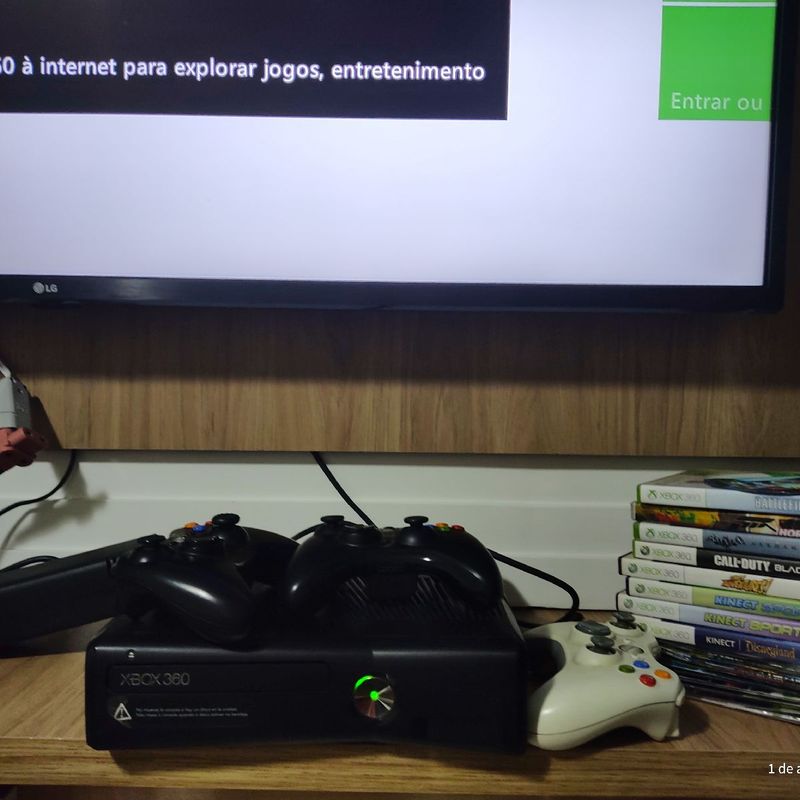 Xbox Kinect 360 + 22 Jogos Originais + 4 Controles e Arma para Jogos de  Caça | Console de Videogame Xbox 360 Usado 79531424 | enjoei