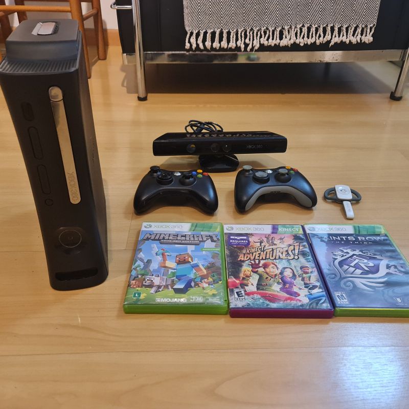 Xbox 360 Slim + Kinect + Controle + 2 Jogos | Console de Videogame Xbox  Usado 52176230 | enjoei