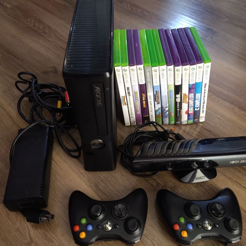 Xbox 360 Slim + Kinect + Controle + 2 Jogos | Console de Videogame Xbox  Usado 52176230 | enjoei