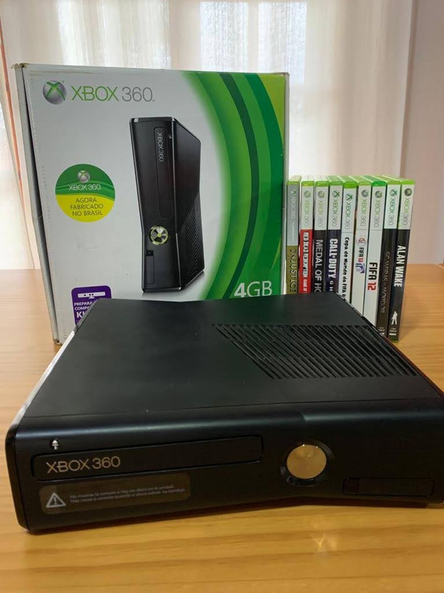 Xbox 360 Slim 4gb + Jogos | Console de Videogame Microsoft Usado