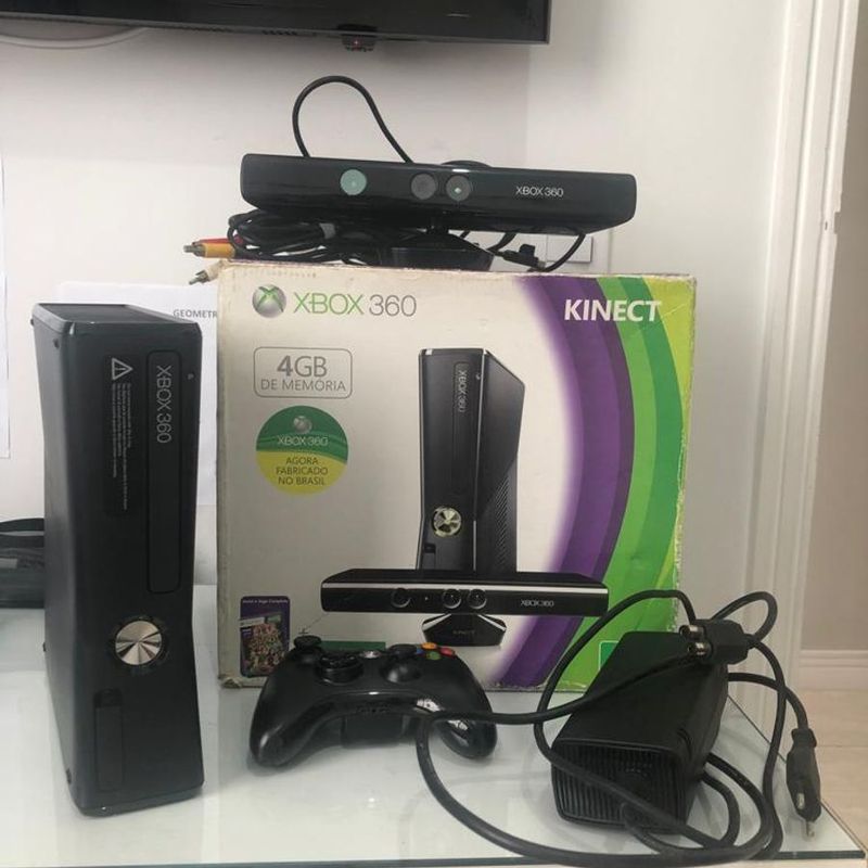 Xbox 360 4gb Branco Usado + Kinect + 2 Controles | Console de Videogame  Microsoft Usado 20443262 | enjoei