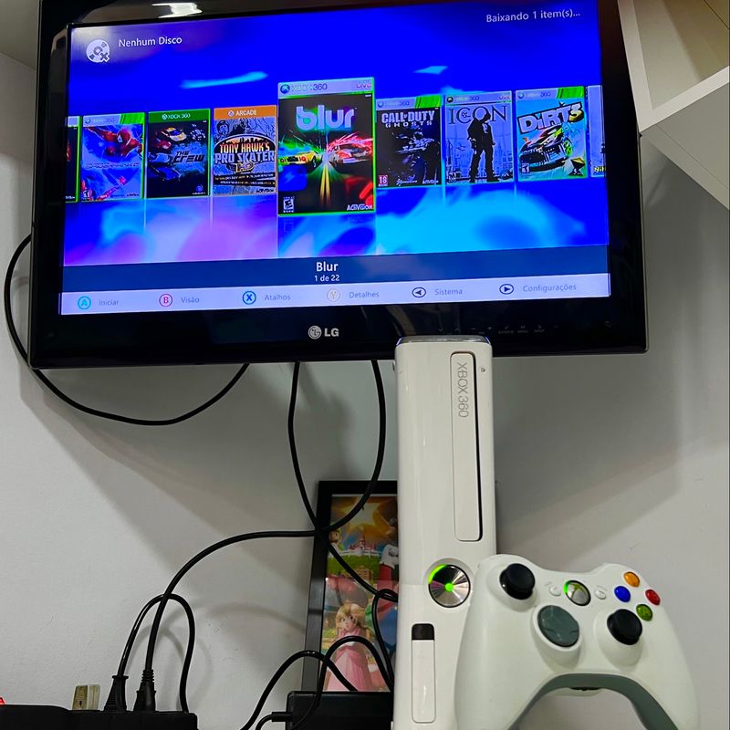 Xbox 360 Arcade Fat Branco Hd 2 Controles Exelentes Condições