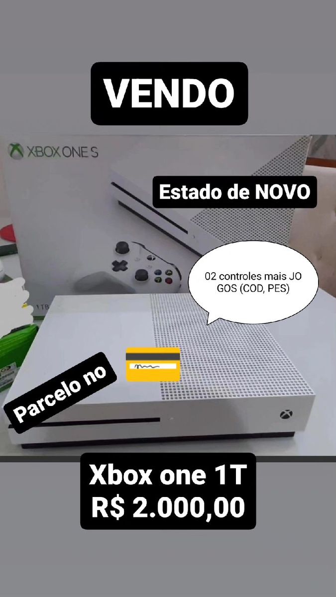 Console XBOX One S 1TB + 02 Controles