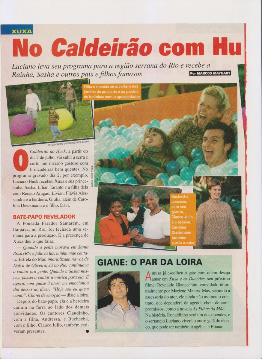 Xuxa e Sasha - Caldeirão do Huck - 4 Páginas Revista Ana Maria e Quem |  Usado 84050563 | enjoei