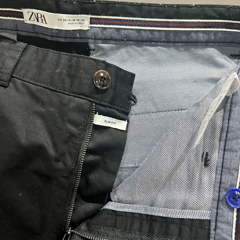 Zara 44, Slim Fit Sarja Preta Calça Masculina Zara Usado
