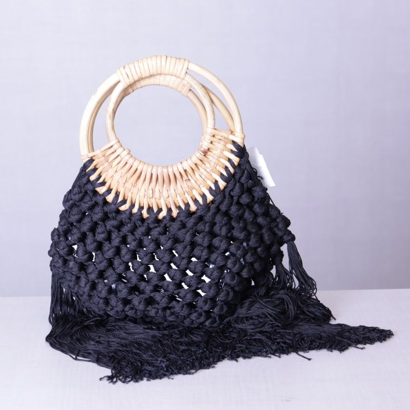 Zara, Bolsa Preta Crochê Alça Bambu Bolsa de mão Feminina Zara Usado  94565549 enjoei