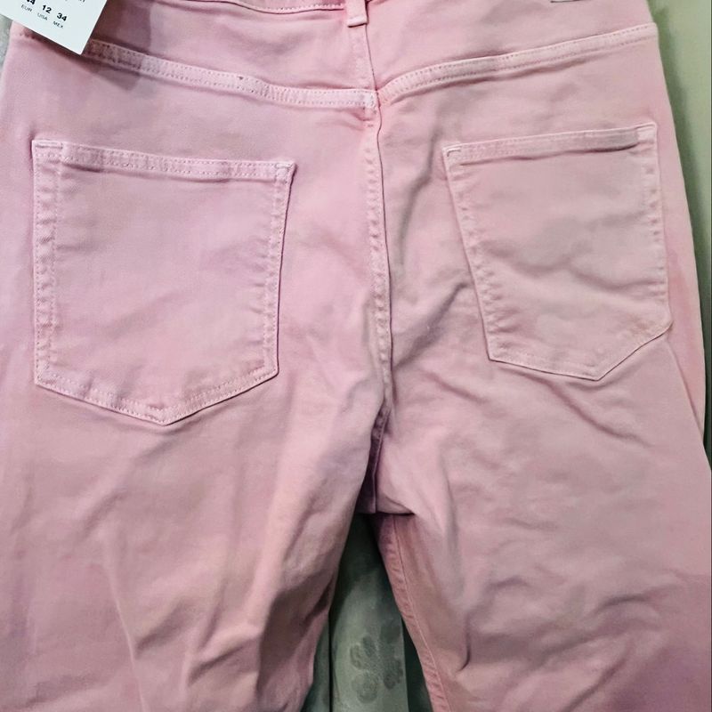 Zara Calça Slim Flare Rosa  Calça Feminina Zara Nunca Usado